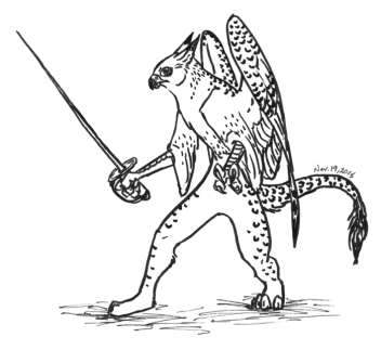 Drawing of a rapier gryphon